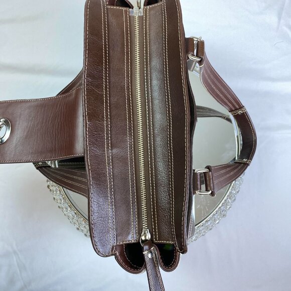 Coach Leather Turnlock Satchel Brown Cream - F13961 🤍 Janice - Picture 9 of 17